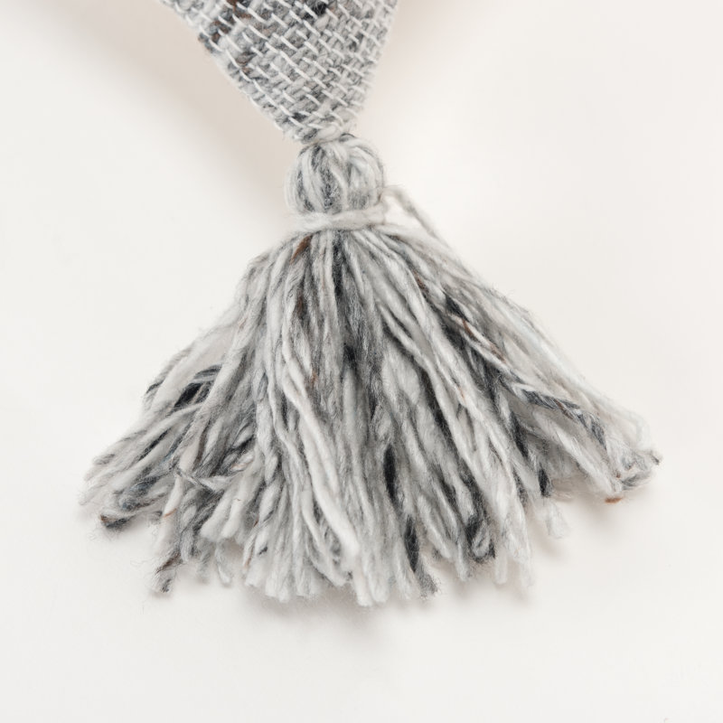 20" Gray and Charcoal Striped Tassel Throw Pillow