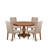 5-piece Dining Table Set consists of a mid century table and 4 Light Tan Linen Fabric dinner chairs with Padded Back - Antique Walnut