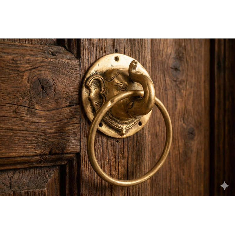 Elephant Door Knocker Creative Brass Door Handle - Handcrafted Indian Hardware for Home Entrance Decor