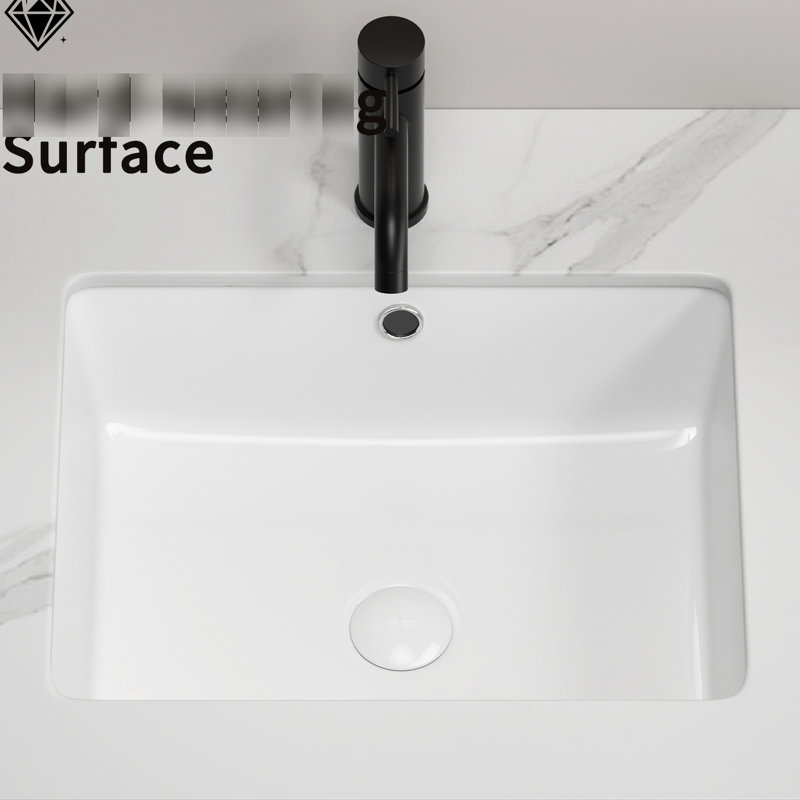 Undermount White Ceramic Rectangular Bathroom Sink, Acid , , 19.75 In Depth, 7.51 Height Milk Vessel Non - Yellowing, Smooth Finish, 16.09 Width, 19.43 Lb Weight