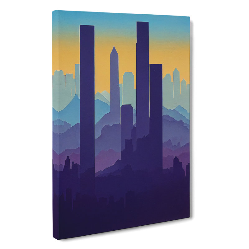 A Serene City Skyline No.5 Abstract - Wall Art, Wrapped Canvas, 50cm H x 35cm W x 3cm D, No Matte
