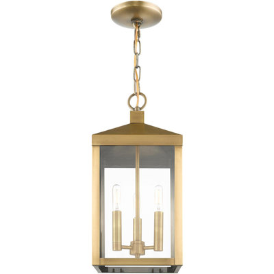 3 Light Outdoor Pendant Lantern with Clear Glass Shade