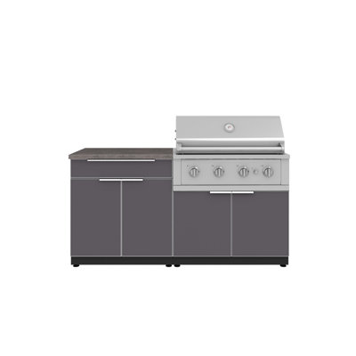 Ensemble d'armoires d'extérieur en aluminium 4 pièces avec gril performance 36 po - propane liquide et comptoir en pierre d'ingénierie noire nano 32 po