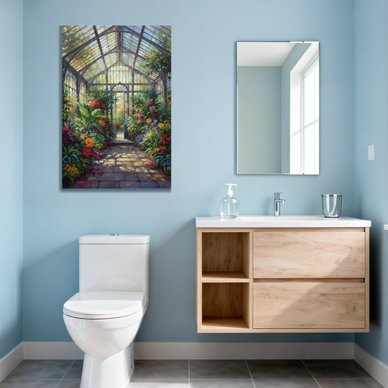 Scène de jardin avec paysage et nature, H 18 po x l 12 po