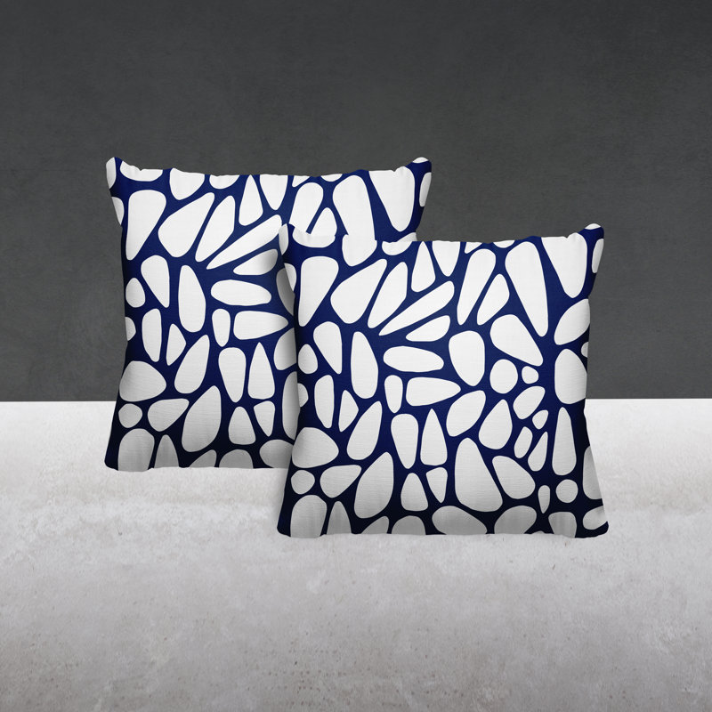 Coussin Stone, L 15 po x H 15 po, Bleu marine