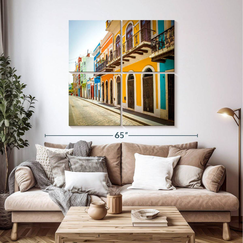 Nicci San Juan, maisons colorées, H 45 po x l 45 po