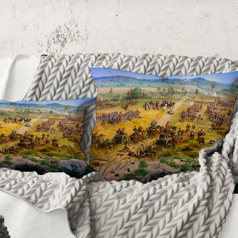 Carré, parc militaire national de Gettysburg - Coussin décoratif à imprimé rétro, 18" x 18"