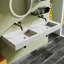 Lavabo de salle de bain mural double 59 po Medunjess, surface solide blanc mat, double lavabo mural-110982234-98387776