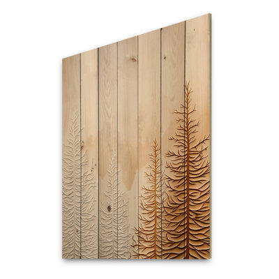 «Mist Over The Pines Autumn Forest III», paysage champêtre, art mural sur bois de pin naturel