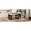 Table de salle à manger extensible avec plateau pliable et prise de courant, marbre blanc et noir de jais, 3 places, buffet pour îlot de cuisine