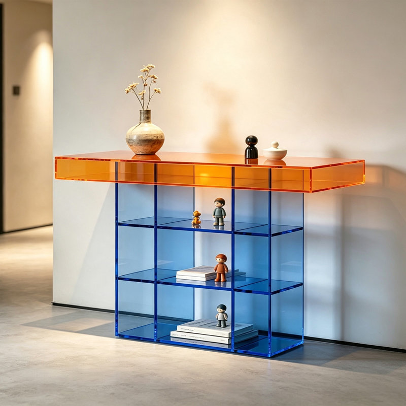 Console bicolore en acrylique, H 29,53 po x l 51,18 po x P 13,78 po