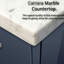 Bleu marine 30 po Meuble-lavabo X 22, surface en marbre, robinet, miroir à DEL-129909071