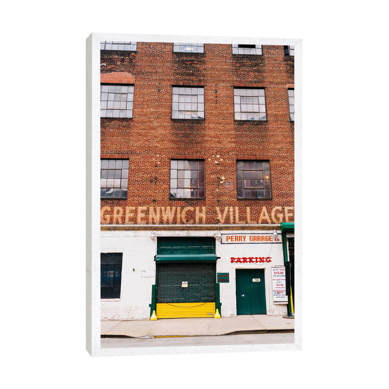 Greenwich Village Garage by Bethany Young - Print on Canvas, White Framed, 66.04cm H x 45.72cm W x 3.81cm D