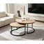 Ensemble de 2 tables gigognes 31,5 po, table d'appoint, finition bois de chêne naturel, peu encombrante, style industriel moderne