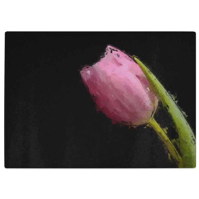 Tempered Glass Pale Tulip Chopping Board, 39 cm W x 28.5 cm L