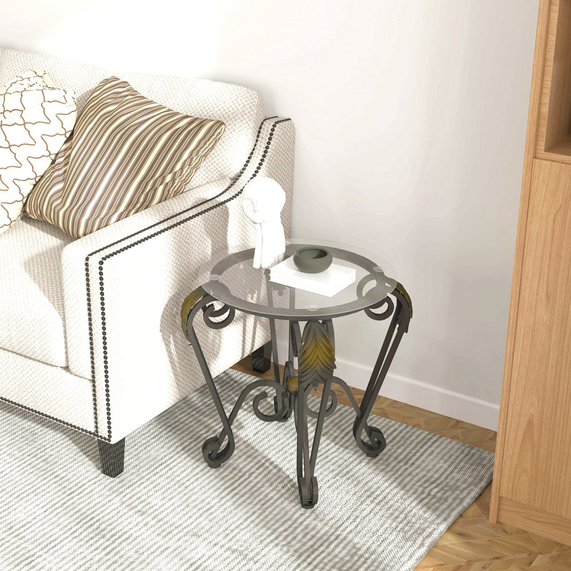 Ensemble de 3 tables basses en verre trempé, table basse décorative elliptique avec tables d'appoint rondes, table basse de chambre à coucher avec fabrication robuste pour le salon