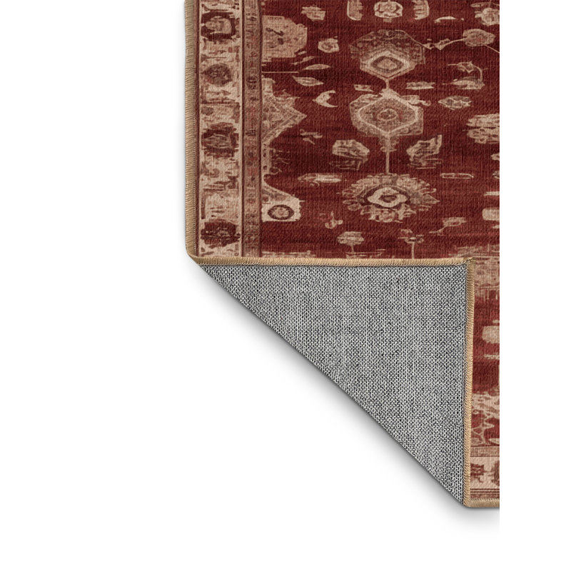 Machine Washable Overdyed Brown Area Rug, Round 8'