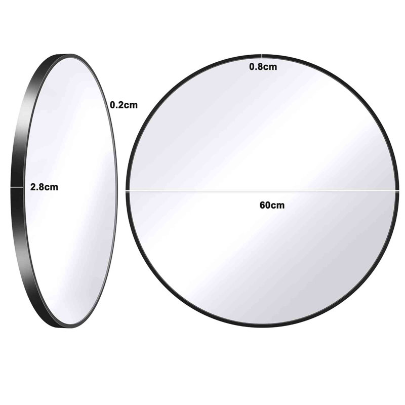 Ruo Metal Round Mirror, Black