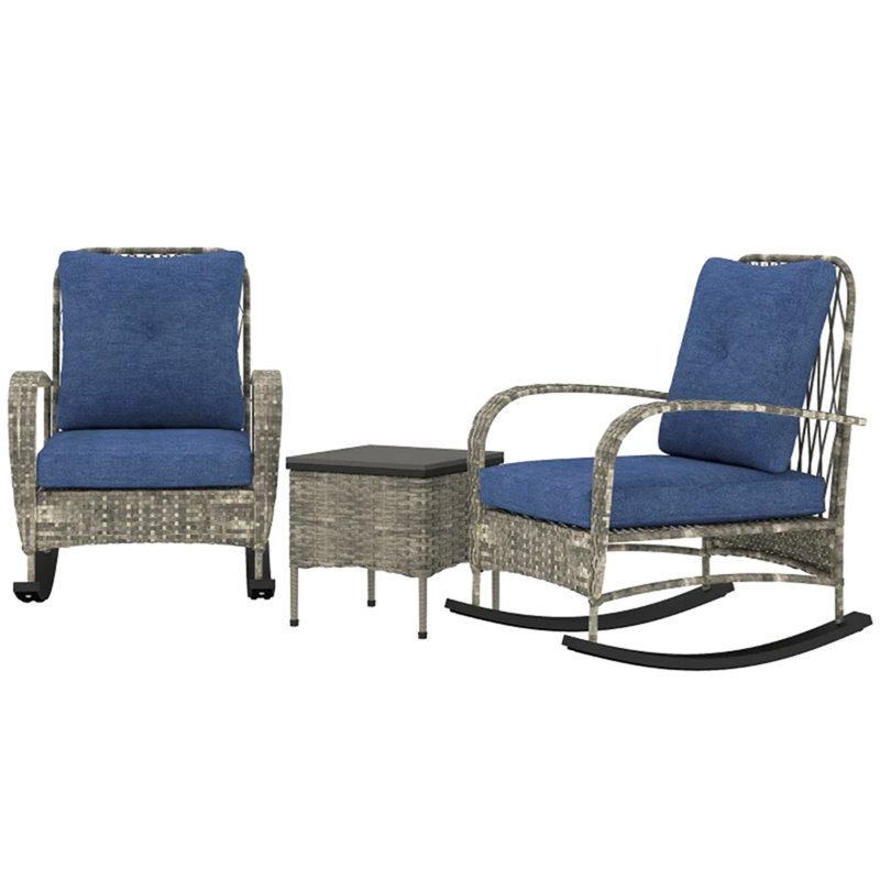 Balcony Furniture Set,3 Piece Wicker Patio Furniture Set, Gray