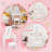 Kids Vanity Set with Mirror and Light Makeup Table and Stool Wooden Vanity Table and Chair Playset-2042239973