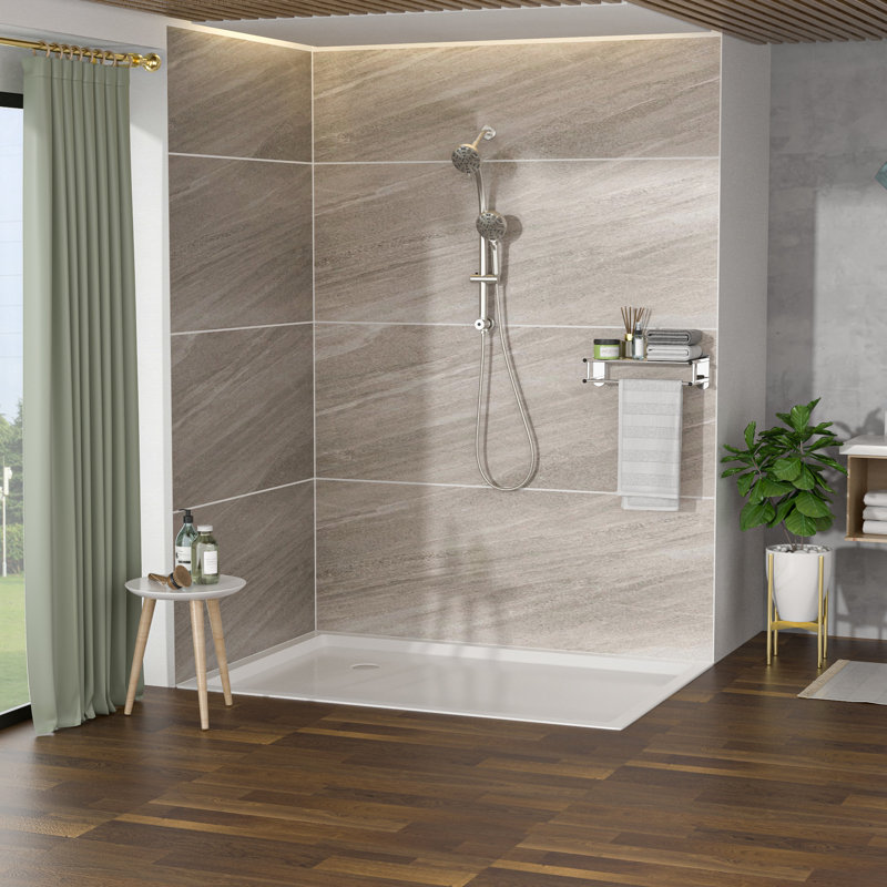 Multi Function Shower - 4.7" Rain Showerhead, 8 Hand Shower, Stainless Steel Hose, Adjustable Holder, Slide Bar, Angle Brushed Nickel Head System With Holder