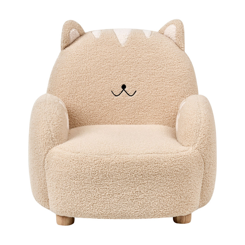 Kids Boucle Armchair Cat ZOAR, Brown/Beige