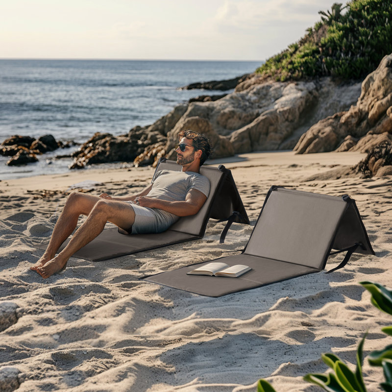 SUNJOY Portable Beach Mat with Adjustable Backrest for Adults (Set of 2) - , Khaki