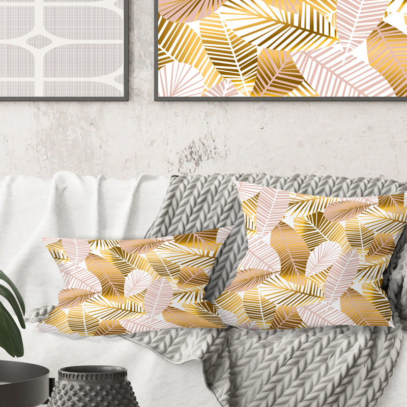 Coussin Golden Palm Leaves II - Mid-Century