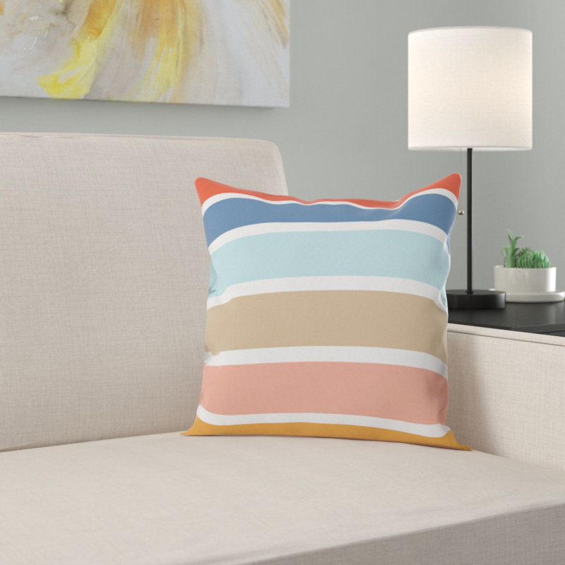 Coussin décoratif intérieur / extérieur Fimbis Six Stripes, 16 po x 16 po