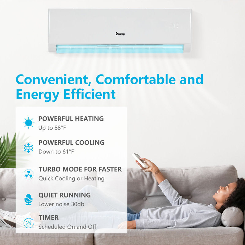 Winado 11000 BTU Wi-Fi Connected Ductless Mini Split Air Conditioner for 550 Square Feet with Heater and Remote Included