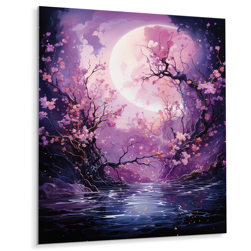 «Moon Nightly Flower Luminosité I» sur métal, H 32 po x l 24 po x P 1 po