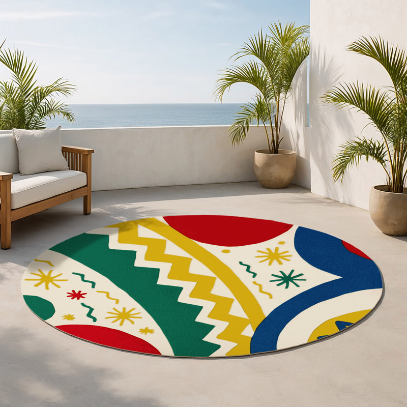 Tapis intérieur et extérieur Chic Curve, Rond 5 pi