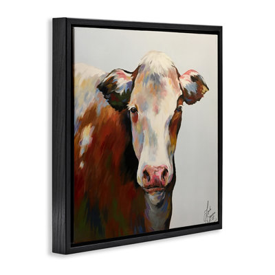 «Bessie Modern Cow Portrait Floater», art mural par Linda Sperruche