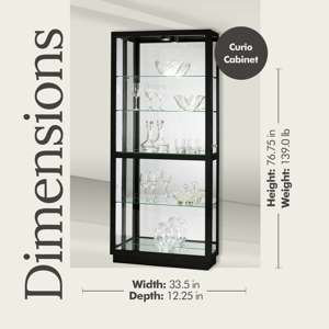 Jayden Lighted Curio Cabinet, Silver