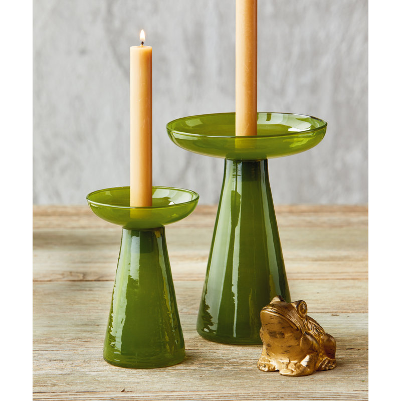 Petit porte-bougie Leon, H 6,25 po x l 4,25 po x P 4,25 po, Vert
