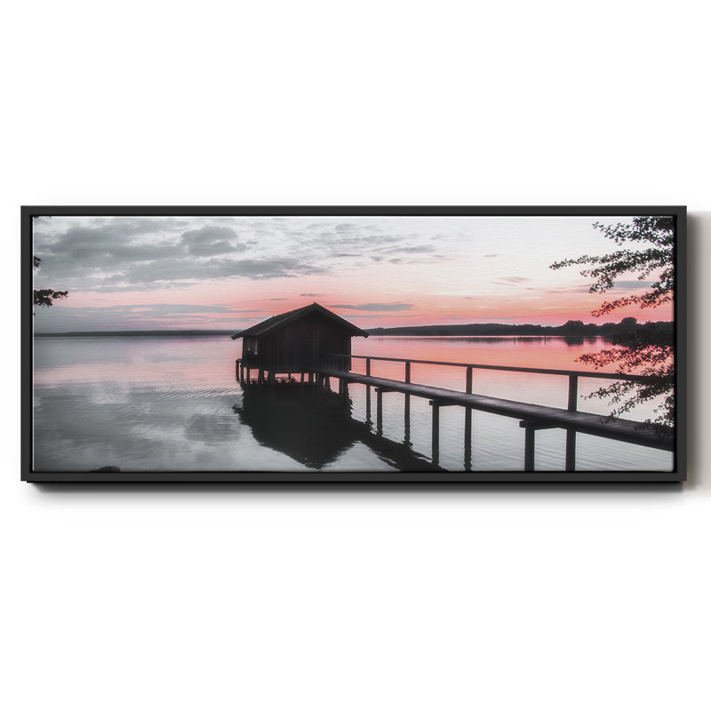 Coucher de soleil d'octre - toile encadrée, H 20 po x l 50 po