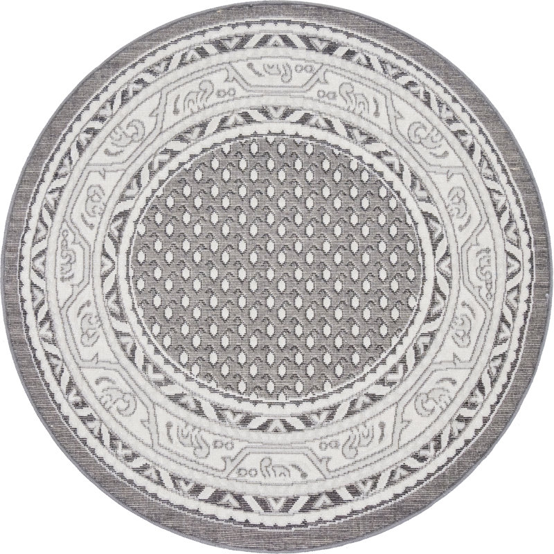 Swinson Geometric Area Rug, Round 3'7", Gray