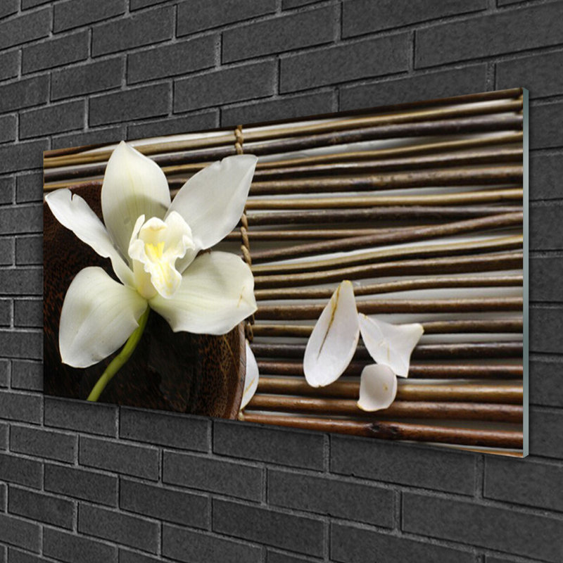Glass Print Wall Art 100X50cm Image Printed On Glass Decorative Wall Picture Behind Toughened / Tempered Safety Real Glass For Kitchen & Living Room Theme: Flower Floral
