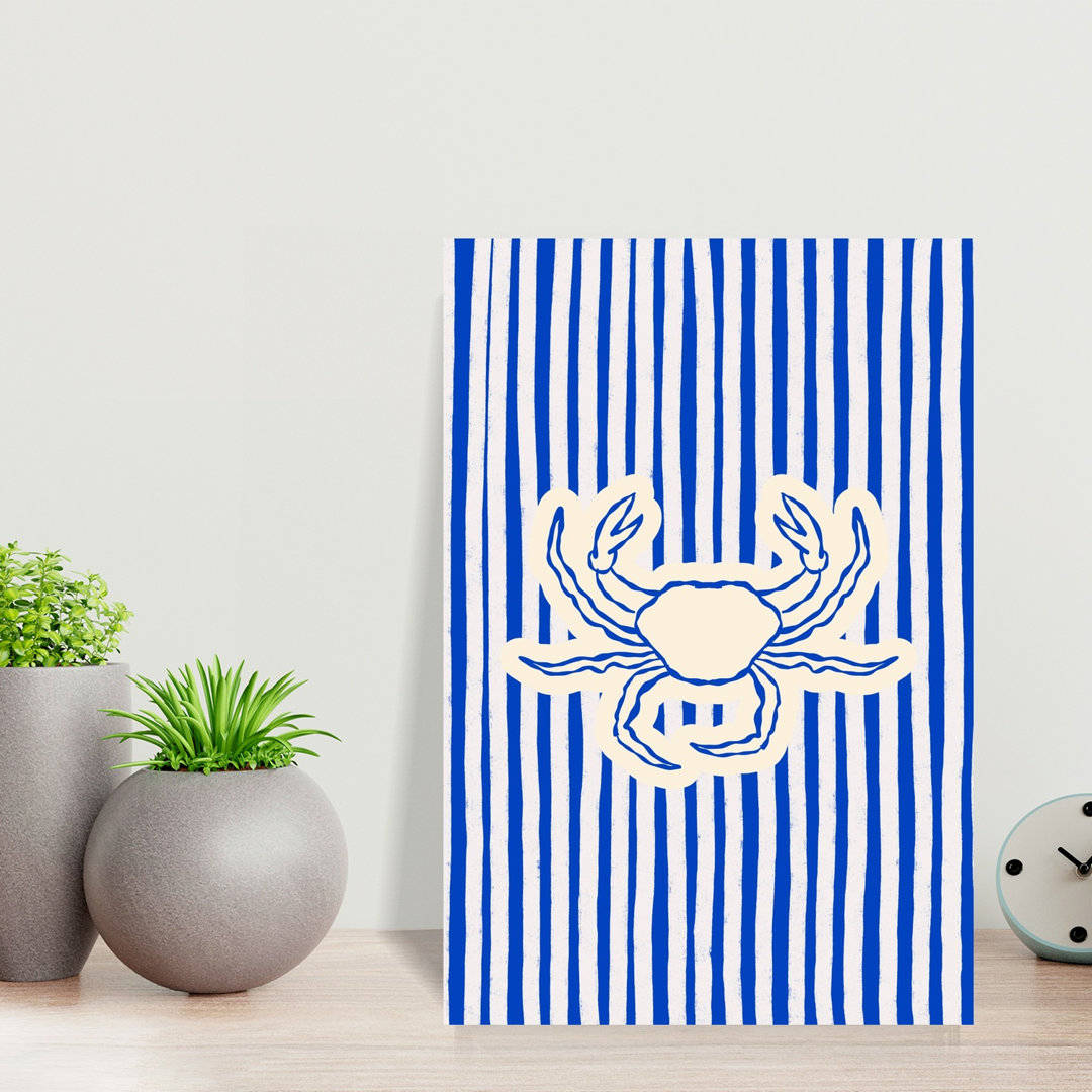 Nautical Blue Crab Crab Coastal Wall Art Print