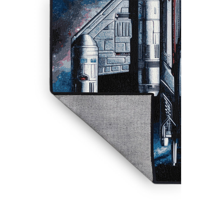 Tapis gris lavable à la machine, Carré 5 pi