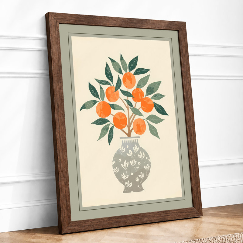 Blossoms in Grey Botanical - Framed Print, Walnut, A3 - 42.0 x 29.7 cm
