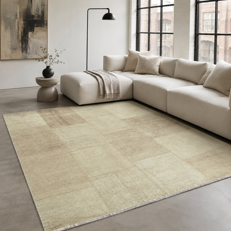 Geometric Cotton and Chenille Flatweave Area Rug, 100 x 200 cm