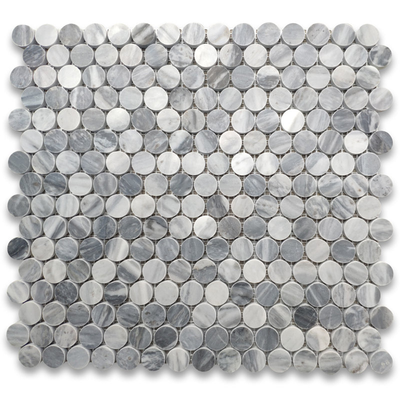 Bardiglio Grey Marble 3/4 Inch Penny Round Mosaic Tile, Honed
