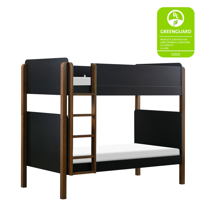 TipToe Twin Bunk Bed, Black/Natural Walnut