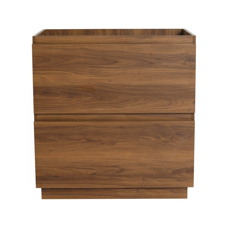 Armoire de salle de bain moderne autoportante avec double tiroir et lavabo encastré, améliorant l'espace de la salle de bain