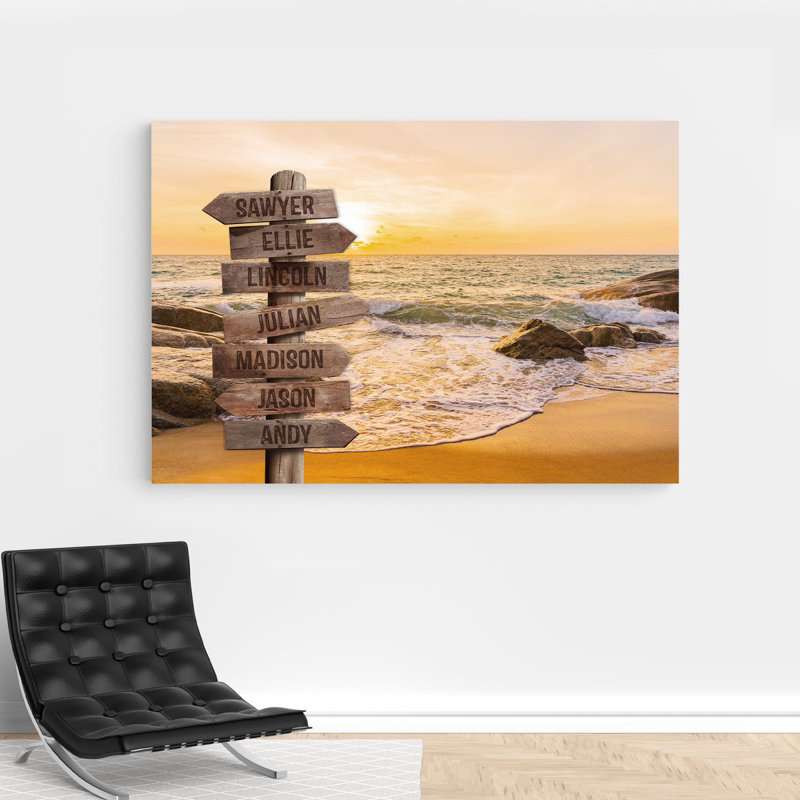 Toile tendue avec toile personnalisée "Sunset on the beach", H 16 po x l 20 po x P 2 po