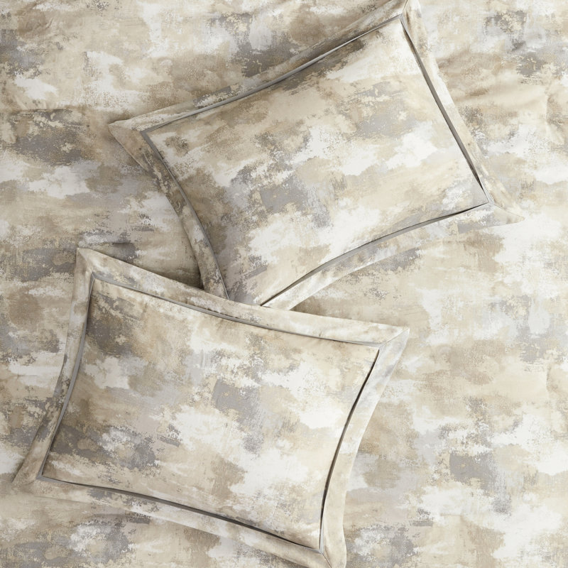 Édredon très grand en mélange de coton texturé - gris, taupe, tissu de literie 7 couleurs crème