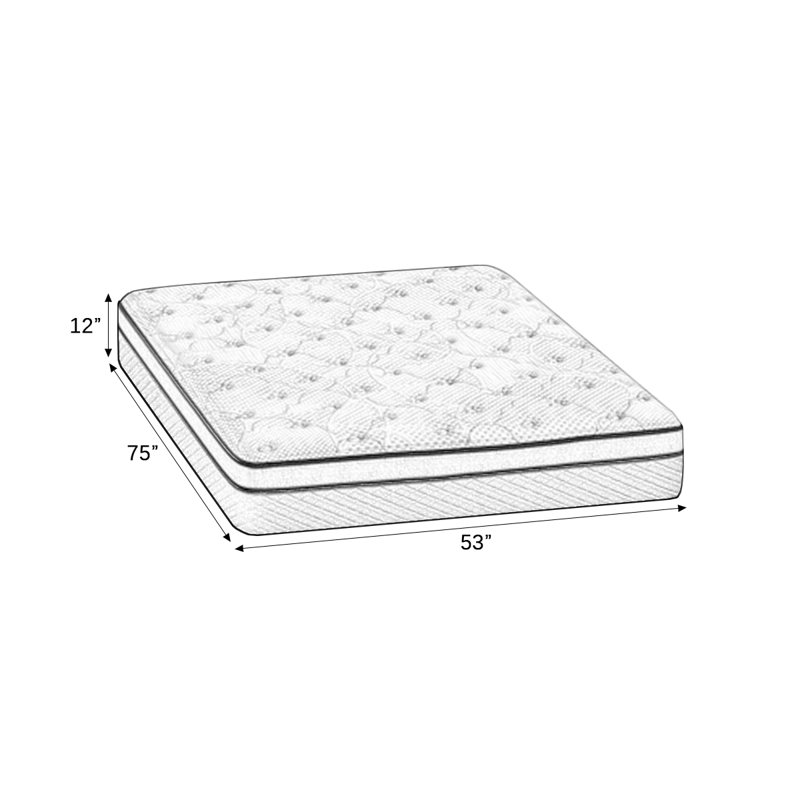 Hybrid 12 Inch Medium Firm Twin Mattress with Pocketed Coils（Full）, Full / Double