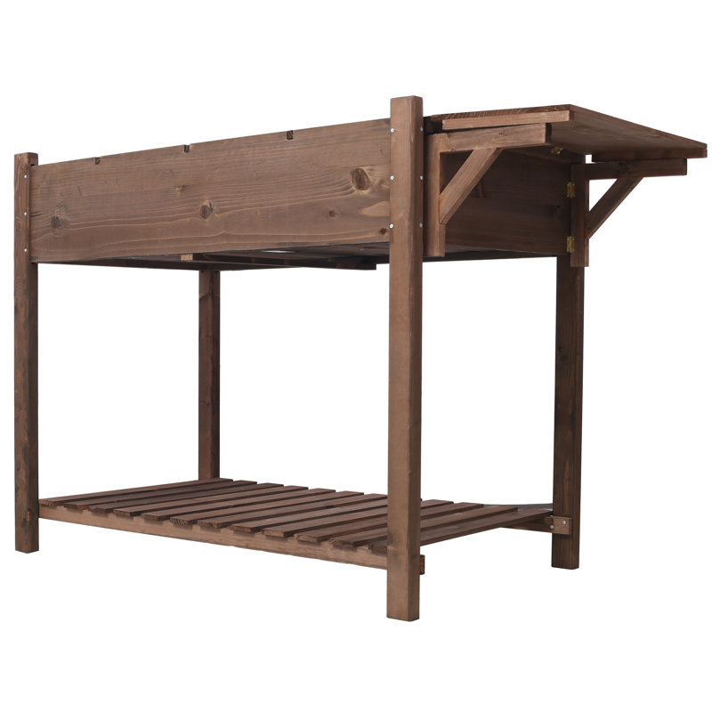 Dark Brown Raised Planter For Flower And Veggie Growing Horticulture Bed With Storage -, Brown