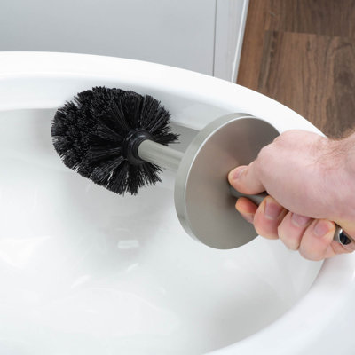Ensemble de 2 brosses de toilette noires avec contenant noir
